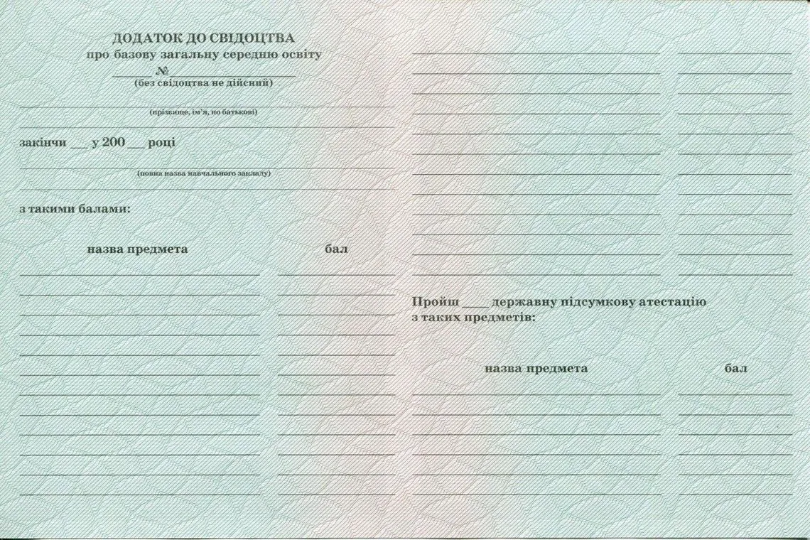Приложение к аттестату Украины за 11 классов в Хасавюрте выпуск 2000-2013 год